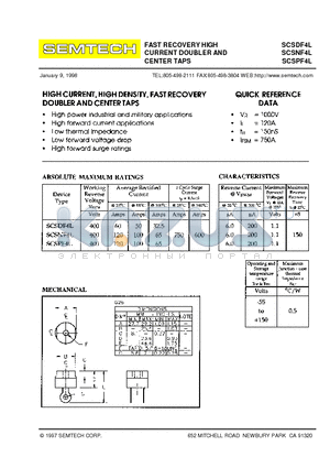 SCSDF4L datasheet - FAST RECOVERY HIGH CURRENT DOUBLER AND CENTER TAPS