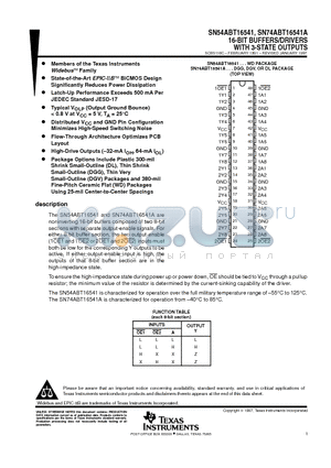 SN54ABT16541_08 datasheet - 16-BIT BUFFERS/DRIVERS WITH 3-STATE OUTPUTS