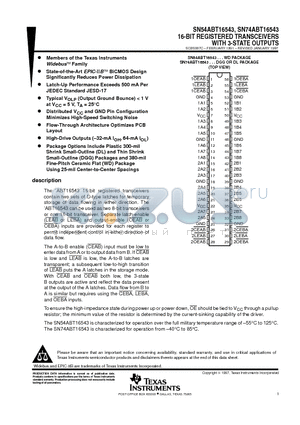 SN54ABT16543_08 datasheet - 16-BIT REGISTERED TRANSCEIVERS WITH 3-STATE OUTPUTS