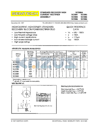 SCSM4 datasheet - STANDARD RECOVERY HIGH CURRENT RECTIFIER ASSEMBLY