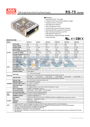 RS-75-3.3 datasheet - 75W Single Output Switching Power Supply