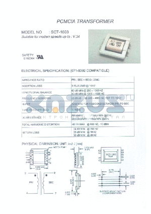 SCT-1603 datasheet - PCMCIA TRANSFORMER