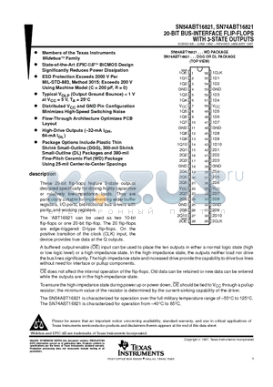 SN54ABT16821WD datasheet - 20-BIT BUS-INTERFACE FLIP-FLOPS WITH 3-STATE OUTPUTS