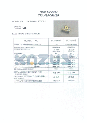 SCT-0811 datasheet - SMD MODEM TRANSFORMER