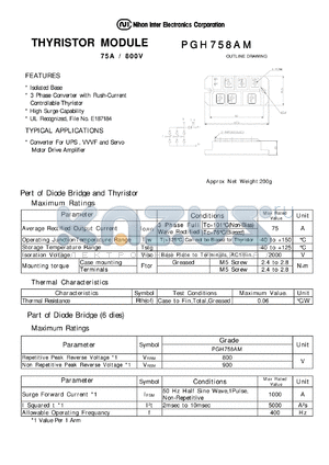 PGH758AM datasheet - THYRISTOR MODULE 75A / 800V