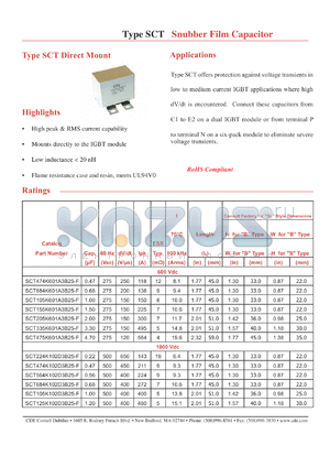 SCT205K122D3B25-F datasheet - Snubber Film Capacitor