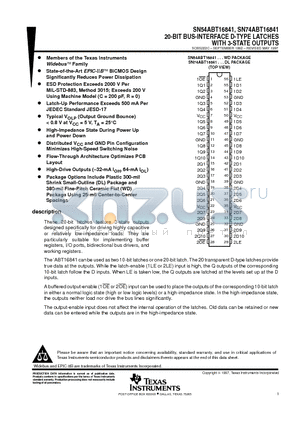 SN54ABT16841WD datasheet - 20-BIT BUS-INTERFACE D-TYPE LATCHES WITH 3-STATE OUTPUTS