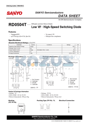 RD0504T-TL-H datasheet - Low VF . High-Speed Switching Diode