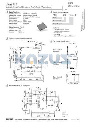 PGS010-2000-0 datasheet - MMCmicro Card Reader - Push/Push (Top Mount)