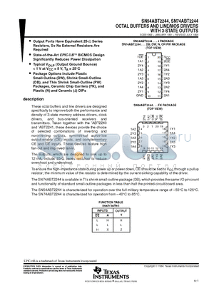 SN54ABT2244FK datasheet - OCTAL BUFFERS AND LINE/MOS DRIVERS WITH 3-STATE OUTPUTS