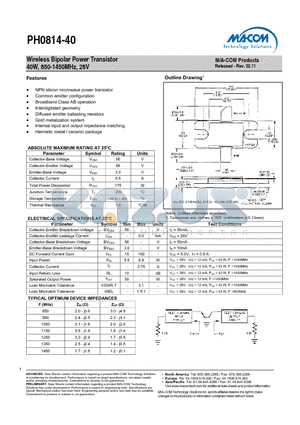PH0814-40 datasheet - Wireless Bipolar Power Transistor