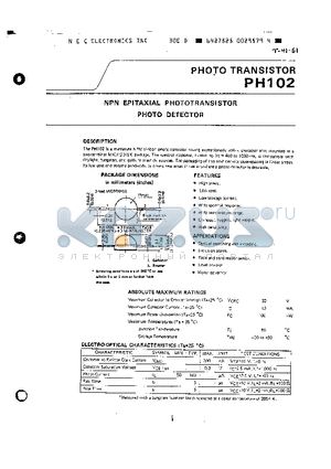 PH102 datasheet - PHOTO TRANSISTOR