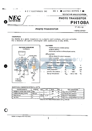 PH108A datasheet - PHOTO TRANSISTOR