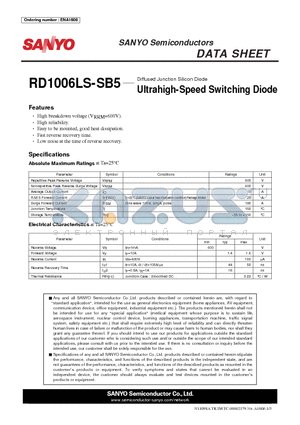 RD1006LS-SB5 datasheet - Diffused Junction Silicon Diode Ultrahigh-Speed Switching Diode