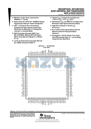 SN54ABT32501 datasheet - 36-BIT UNIVERSAL BUS TRANSCEIVERS WITH 3-STATE OUTPUTS