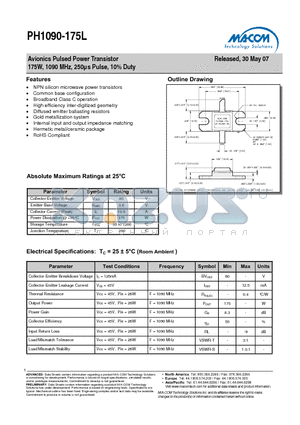 PH1090-175L datasheet - Avionics Pulsed Power Transistor