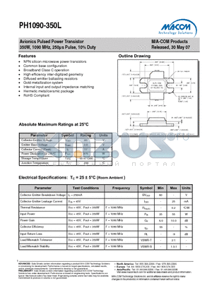 PH1090-350L datasheet - Avionics Pulsed Power Transistor
