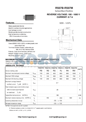 RS07B datasheet - Surface Mount Rectifiers