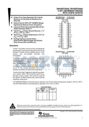 SN54ABT5400AJT datasheet - 11-BIT LINE/MEMORY DRIVERS WITH 3-STATE OUTPUTS