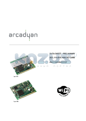 PH12127 datasheet - 802.11A/B/G MINI PCI CARD