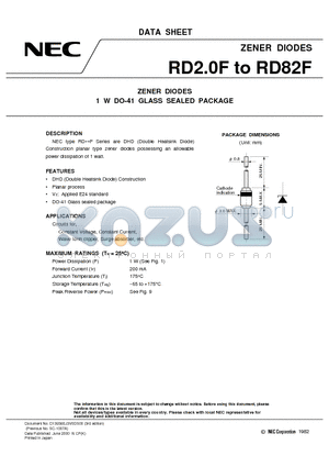 RD10F datasheet - ZENER DIODES 1 W DO-41 GLASS SEALED PACKAGE