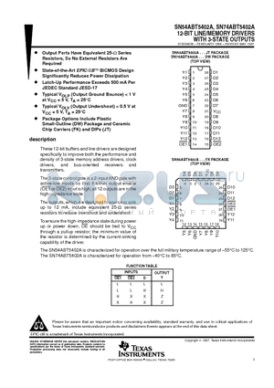 SN54ABT5402AFK datasheet - 12-BIT LINE/MEMORY DRIVERS WITH 3-STATE OUTPUTS