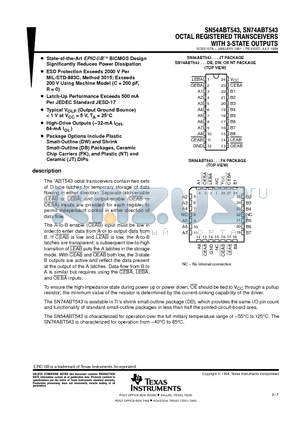 SN54ABT543 datasheet - OCTAL REGISTERED TRANSCEIVERS WITH 3-STATE OUTPUTS