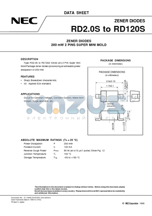 RD10S datasheet - ZENER DIODES 200 mW 2 PINS SUPER MINI MOLD