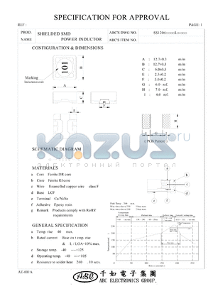 SS1206101YL datasheet - SHIELDED SMD POWER INDUCTOR