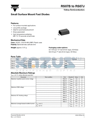 RS07J datasheet - Small Surface Mount Fast Diodes