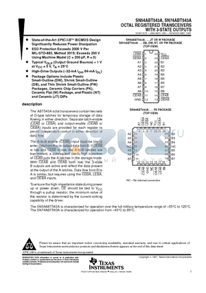 SN54ABT543A_07 datasheet - OCTAL REGISTERED TRANSCEIVERS WITH 3-STATE OUTPUTS