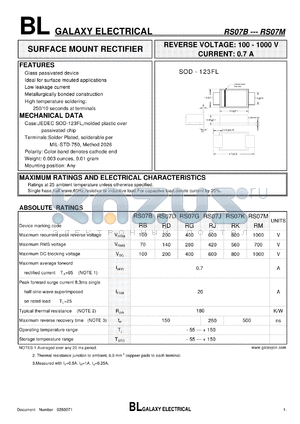 RS07K datasheet - SURFACE MOUNT RECTIFIER