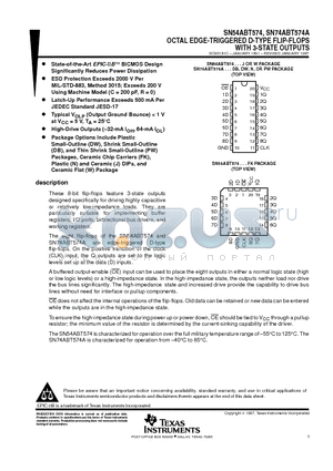 SN54ABT574_1 datasheet - OCTAL EDGE-TRIGGERED D-TYPE FLIP-FLOPS WITH 3-STATE OUTPUTS