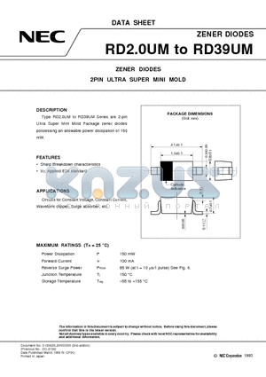 RD11UM datasheet - ZENER DIODES 2PIN ULTRA SUPER MINI MOLD