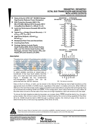 SN54ABT651JT datasheet - OCTAL BUS TRANSCEIVERS AND REGISTERS WITH 3-STATE OUTPUTS