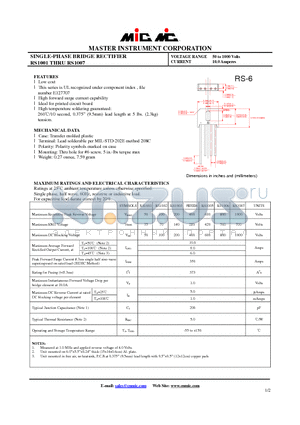 RS1002 datasheet - SINGLE-PHASE BRIDGE RECTIFIER