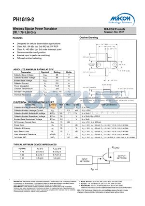 PH1819-2 datasheet - Wireless Bipolar Power Transistor