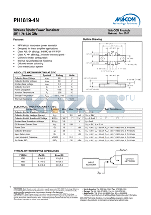 PH1819-4N datasheet - Wireless Bipolar Power Transistor