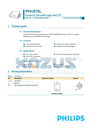 PH1875L datasheet - N-channel TrenchMOS logic level FET