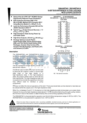 SN54ABT841W datasheet - 10-BIT BUS-INTERFACE D-TYPE LATCHES WITH 3-STATE OUTPUTS