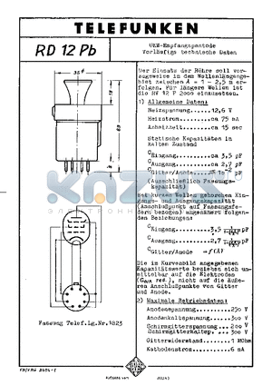 RD12PB datasheet - UKW - EMPFANGSPENTODE