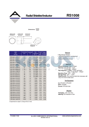 RS1008-220M-RC datasheet - Radial Shielded Inductor