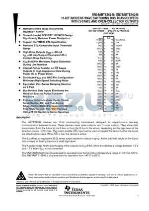 SN54ABTE16246 datasheet - 11-BIT INCIDENT-WAVE SWITCHING BUS TRANSCEIVERS WITH 3-STATE AND OPEN-COLLECTOR OUTPUTS