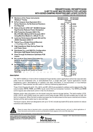 SN54ABTH162260WD datasheet - 12-BIT TO 24-BIT MULTIPLEXED D-TYPE LATCHES WITH SERIES-DAMPING RESISTORS AND 3-STATE OUTPUTS