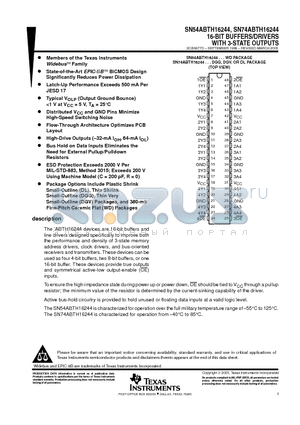 SN54ABTH16244_07 datasheet - 16-BIT BUFFERS/DRIVERS WITH 3-STATE OUTPUTS