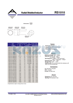 RS1010-101K-RC datasheet - Radial Shielded Inductor