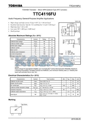 TTC4116FU datasheet - Audio Frequency General Purpose Amplifier Applications