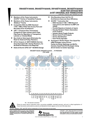 SN54ABTH182504AHV datasheet - SCAN TEST DEVICES WITH 20-BIT UNIVERSAL BUS TRANSCEIVERS
