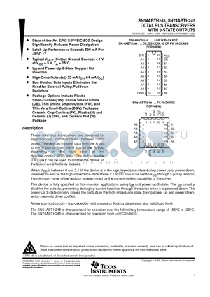 SN54ABTH245J datasheet - OCTAL BUS TRANSCEIVERS WITH 3-STATE OUTPUTS