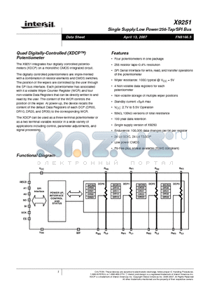 X9251TS24IZ datasheet - Quad Digitally-Controlled (XDCP) Potentiometer